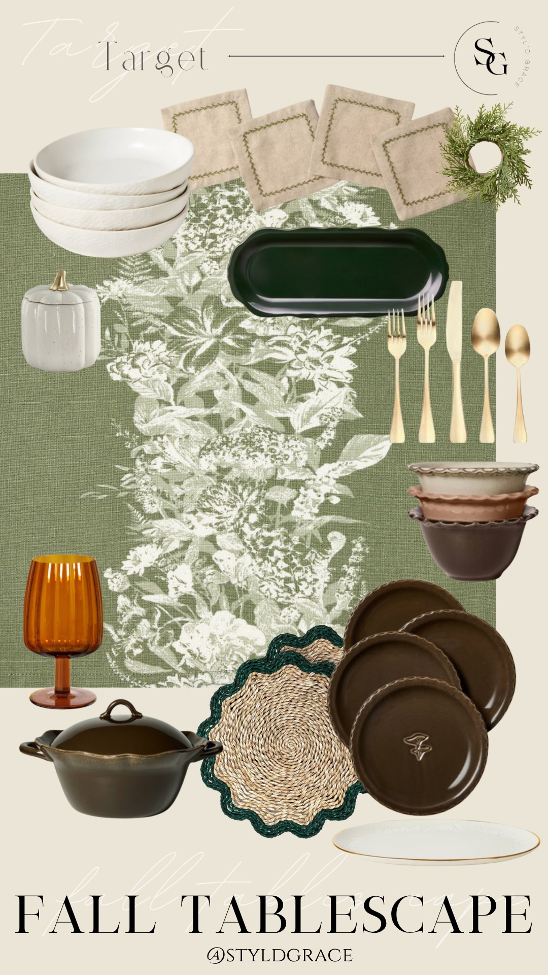 Green floral tablescape