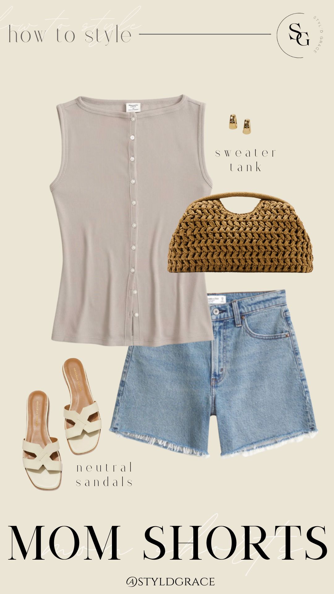 mom shorts with sweater tank Denim mom shorts with a sweater tank