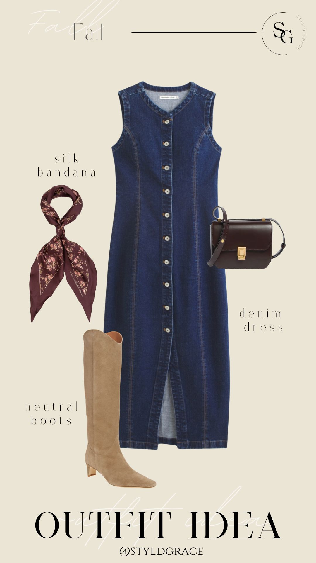 Boots and denim dress