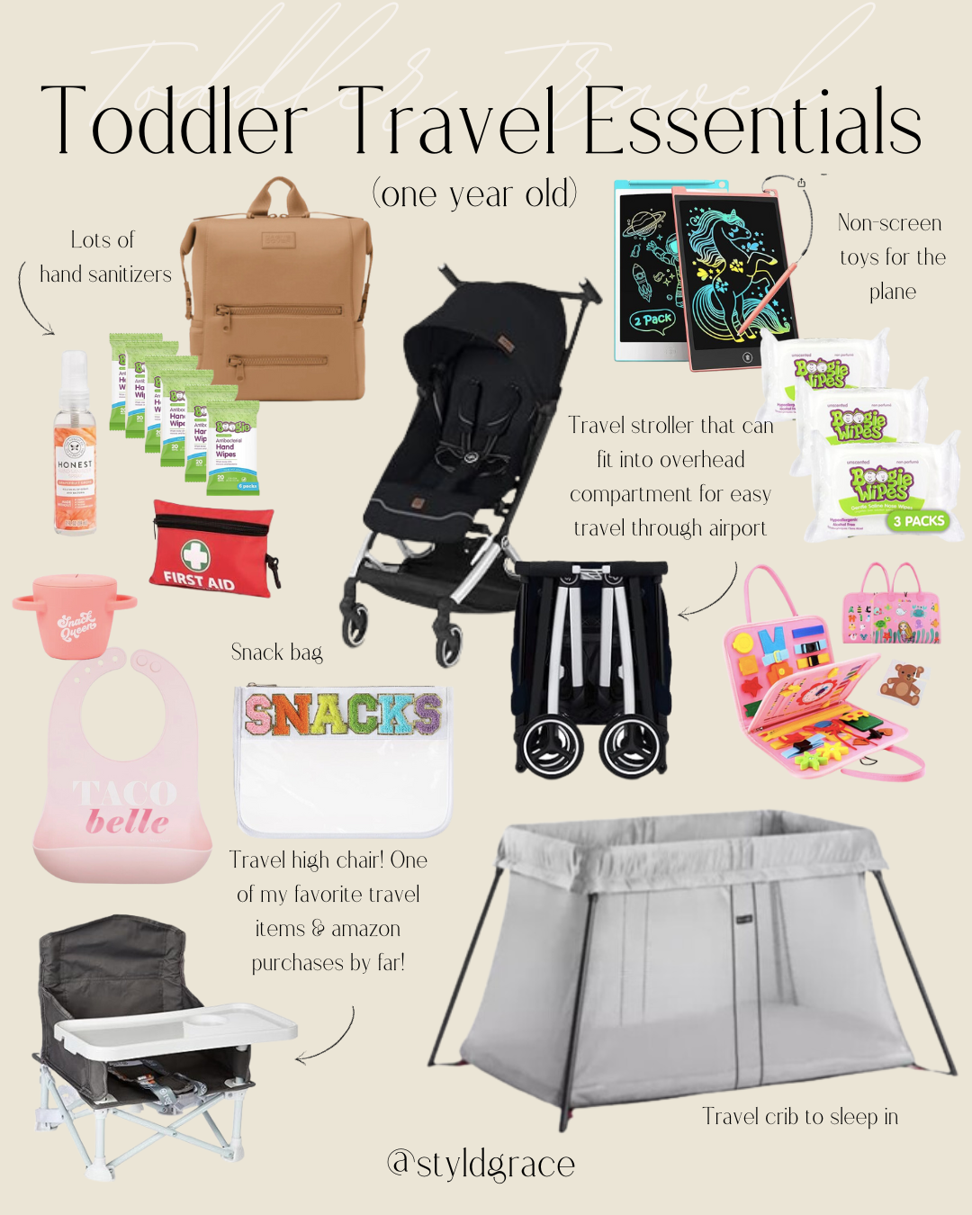Toddler travel essentials (for a one year old) - Styl'd Grace