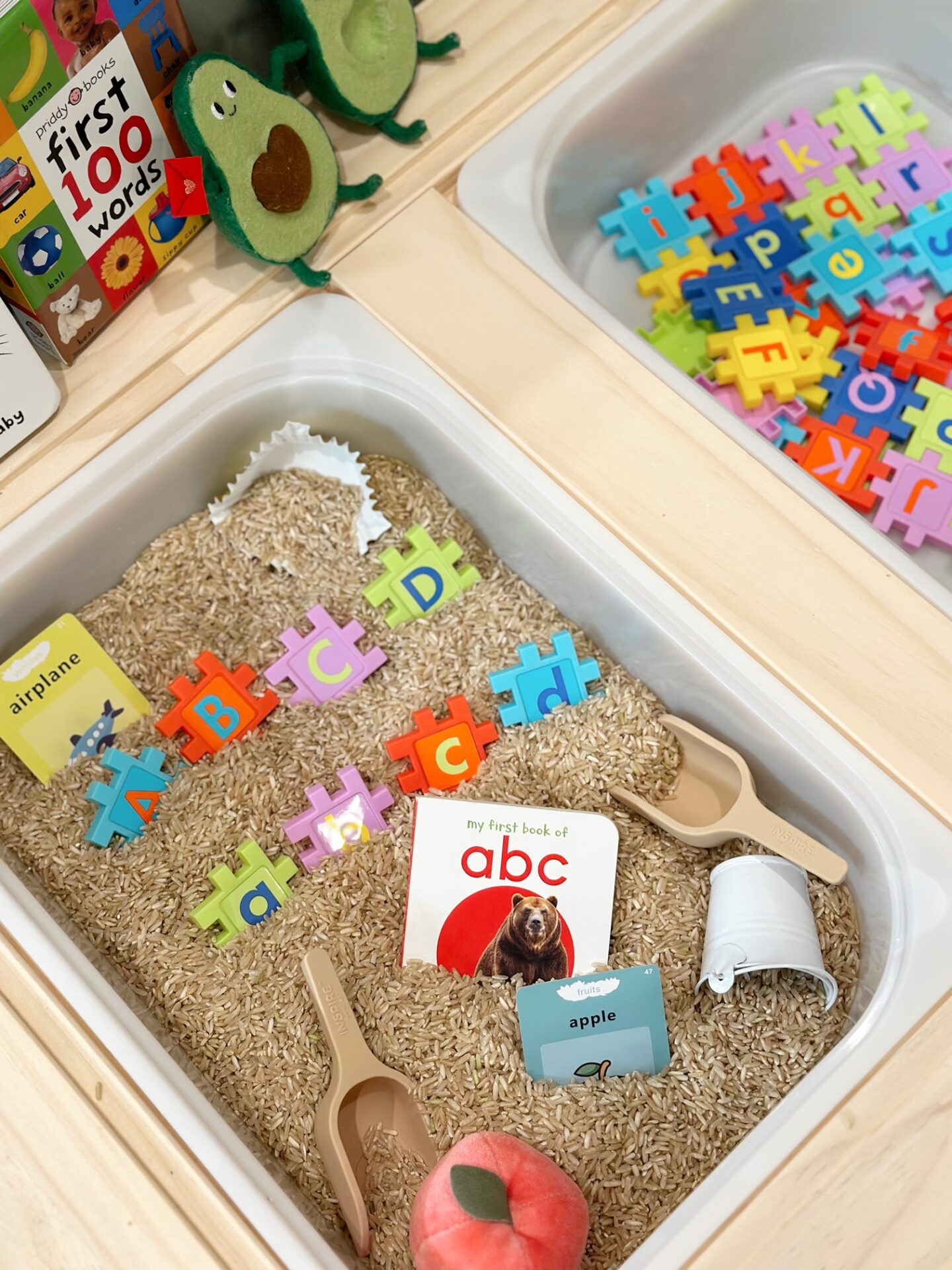 Alphabet spring sensory bin ideas