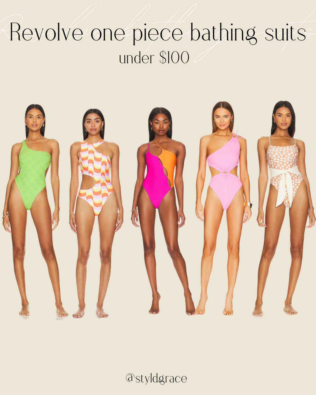 collage of 2024 swimsuits from revolve