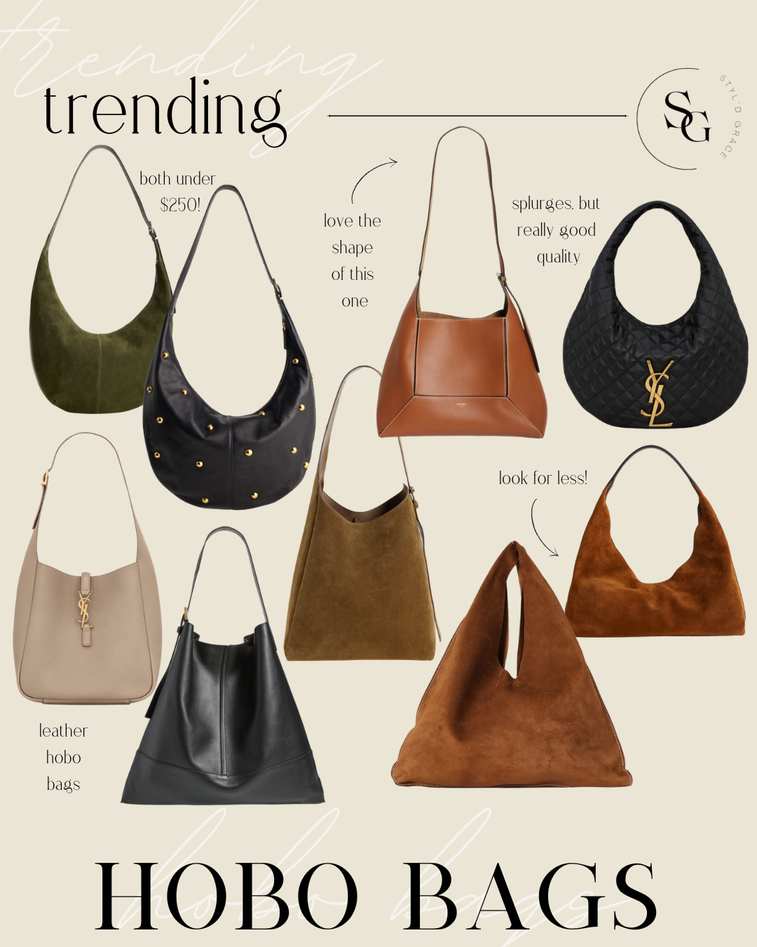 trending Hobo style bags