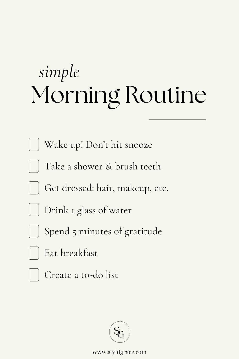 simple morning routine checklist