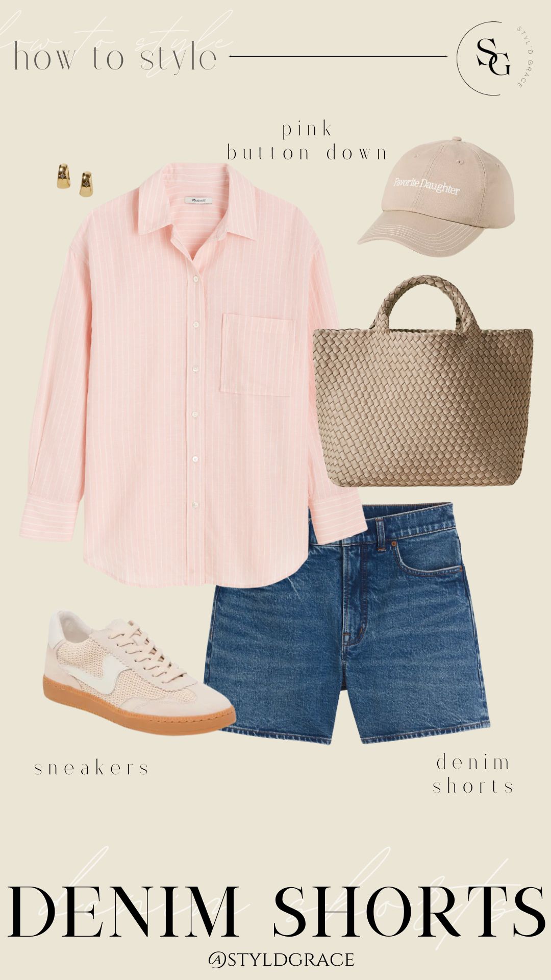 casual denim shorts outfit