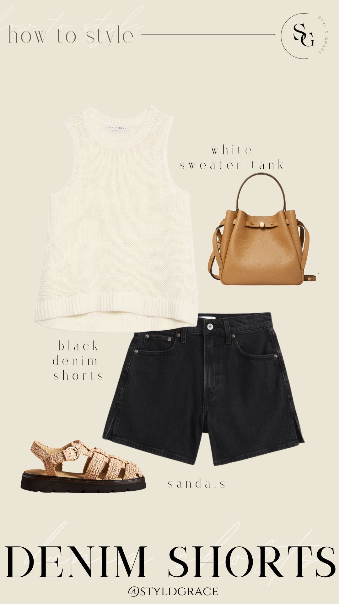 Denim shorts with a sweater tank