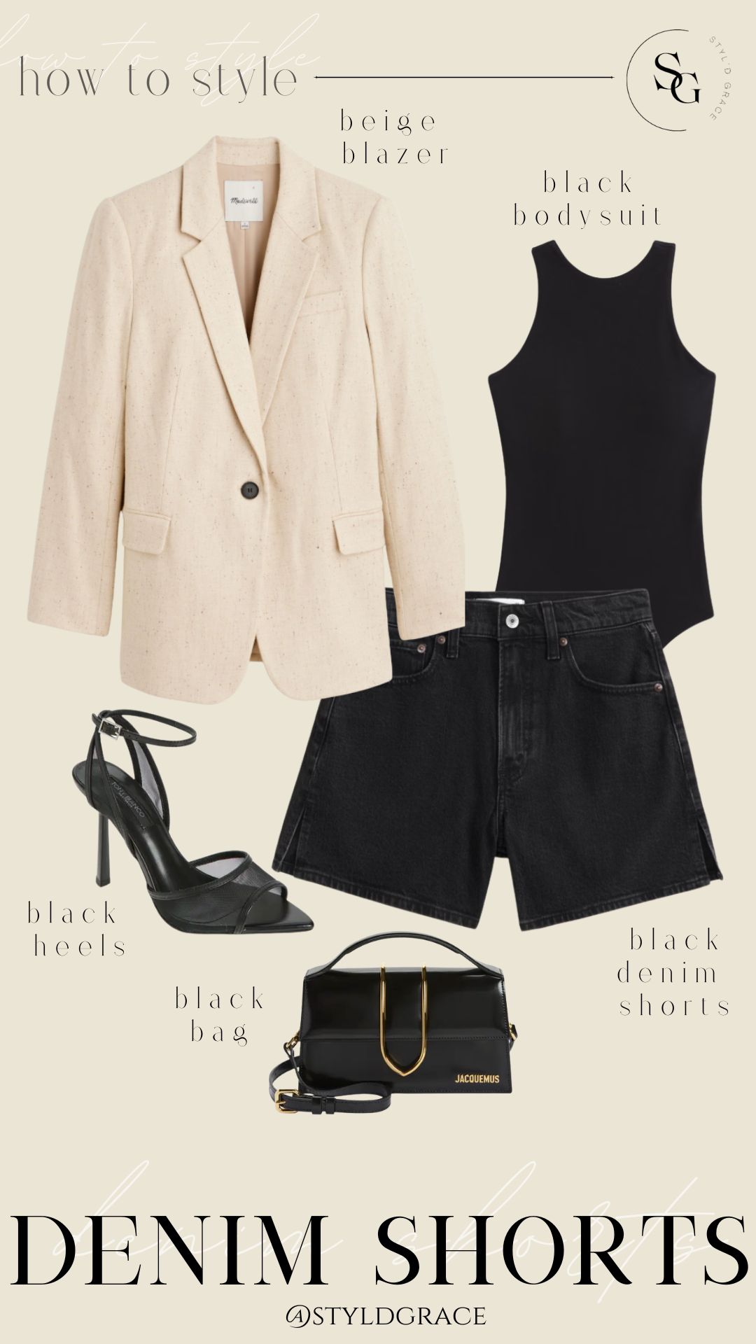 How to style denim shorts with a blazer