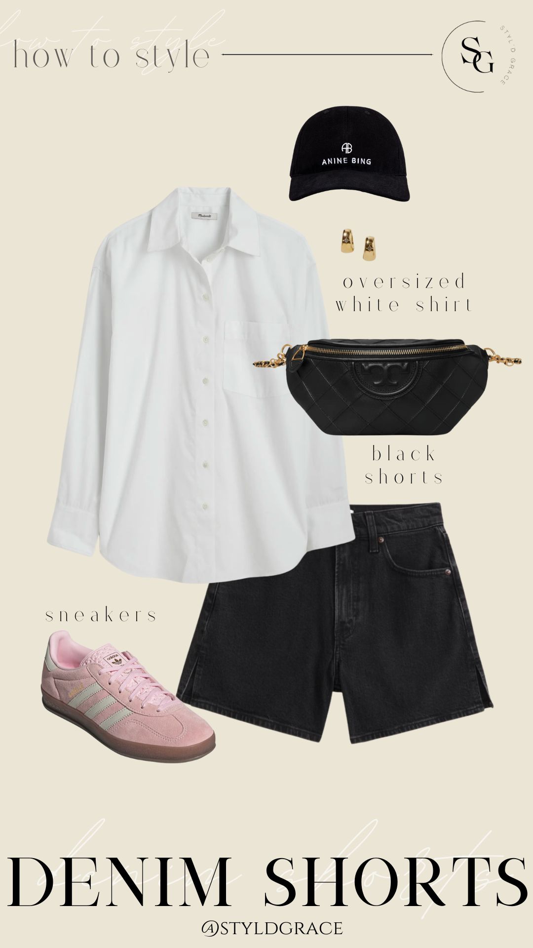 black denim shorts outfit