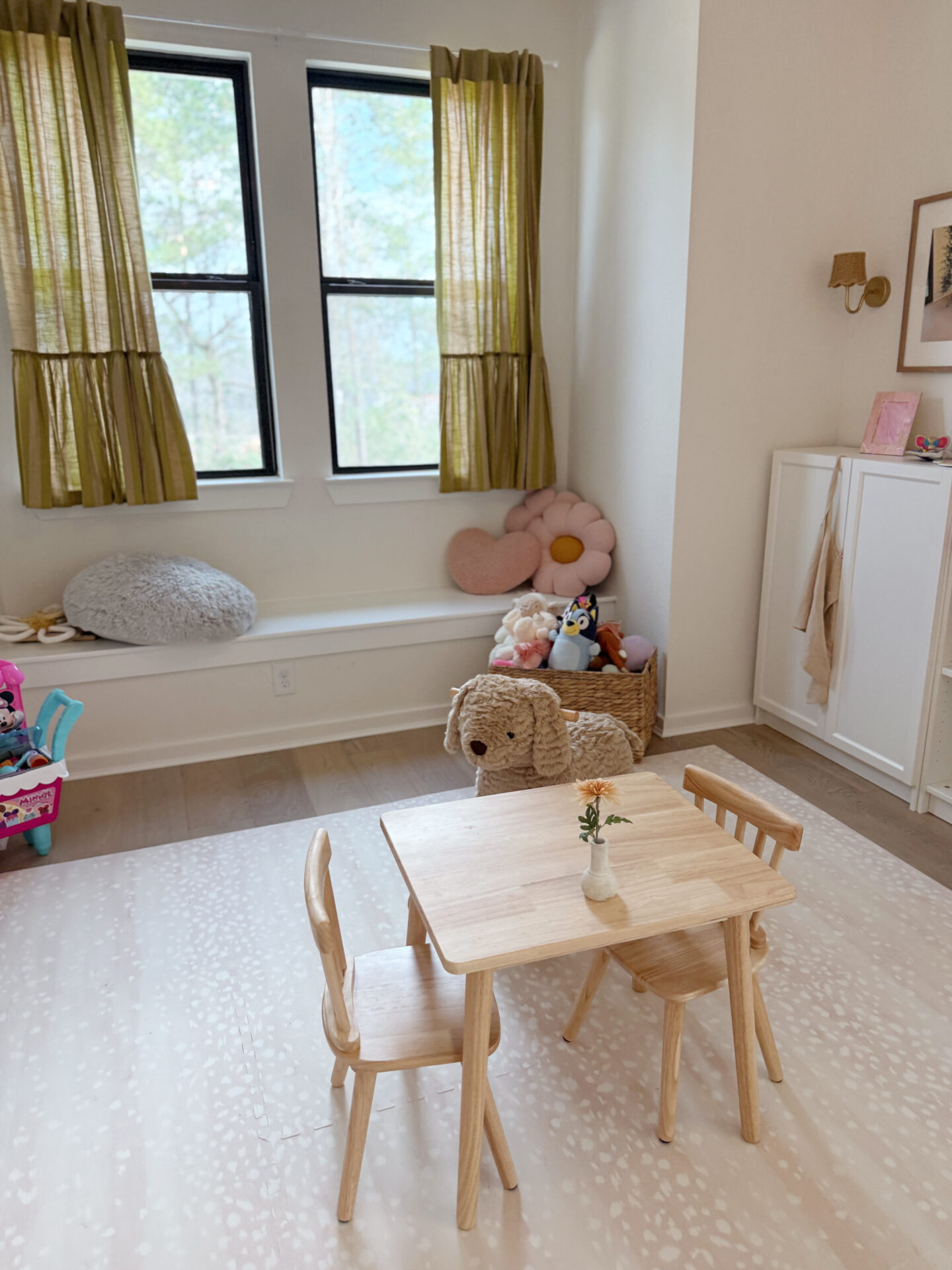 playroom flooring and table setup